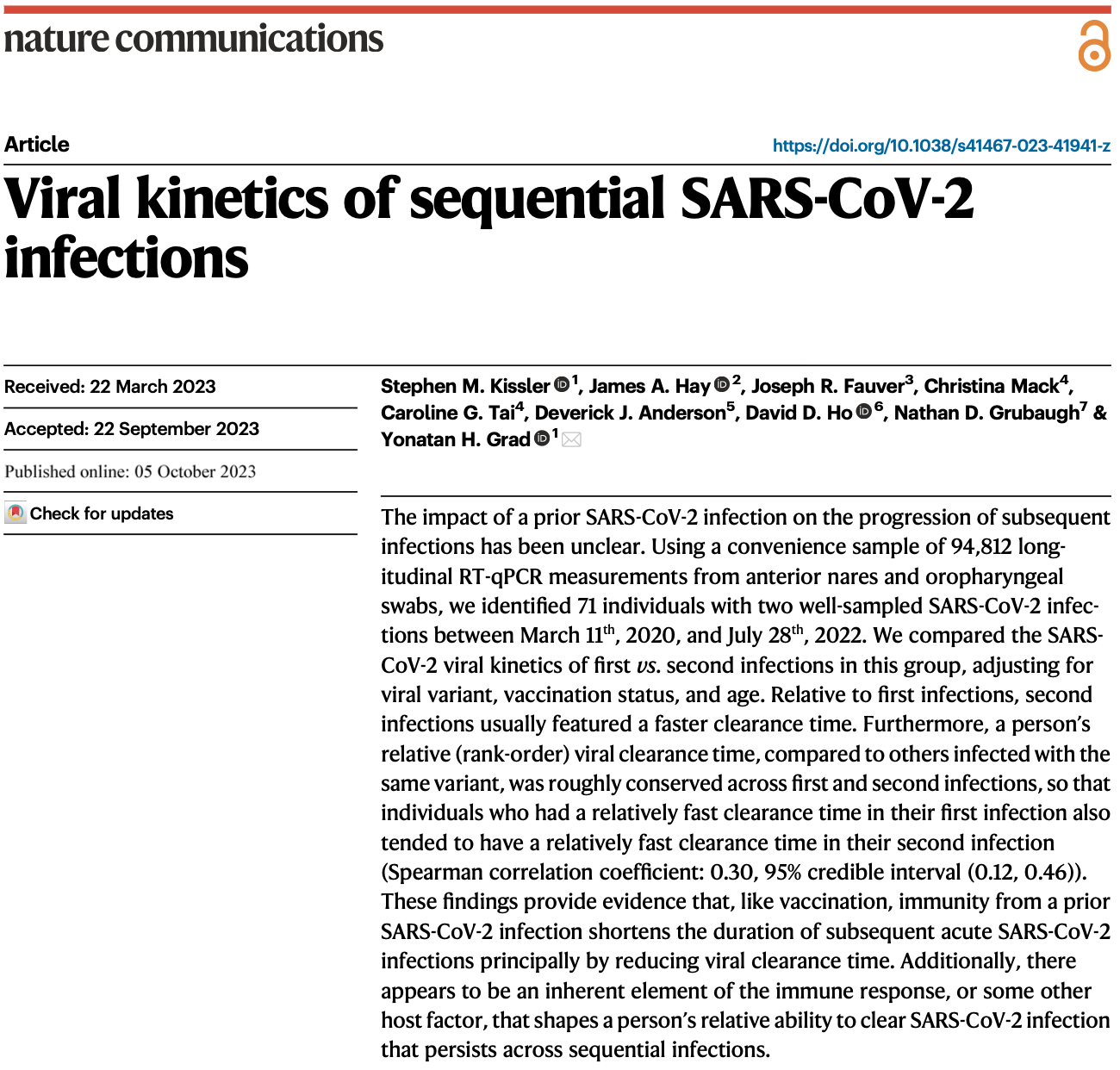 Abstract from Viral kinetics of sequential SARS-CoV-2 infections